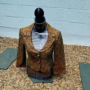 Stylish Vintage Nanette Lepore blazer jacket with metal flower sequin detail